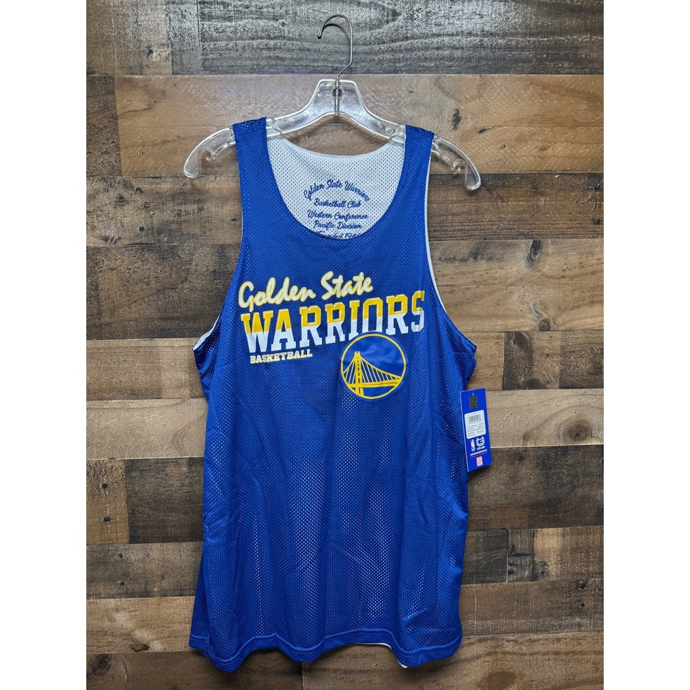Golden State Warriors Basketball Tank Top‎ Reversible NBA Blue Yellow Medium